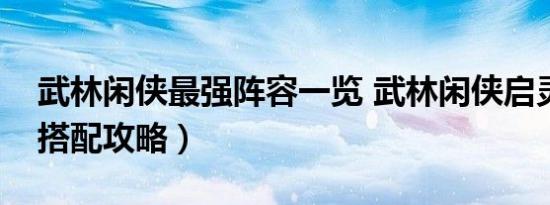 武林闲侠最强阵容一览 武林闲侠启灵派阵容搭配攻略）